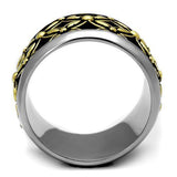 TK2237 - Stainless Steel Ring Two-Tone IP Gold (Ion Plating) Men Epoxy Jet