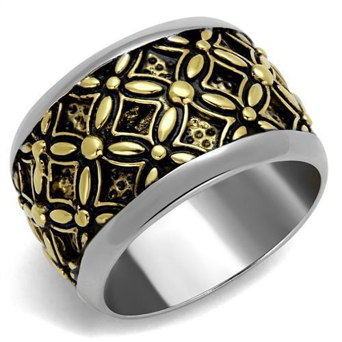 TK2237 - Stainless Steel Ring Two-Tone IP Gold (Ion Plating) Men Epoxy Jet