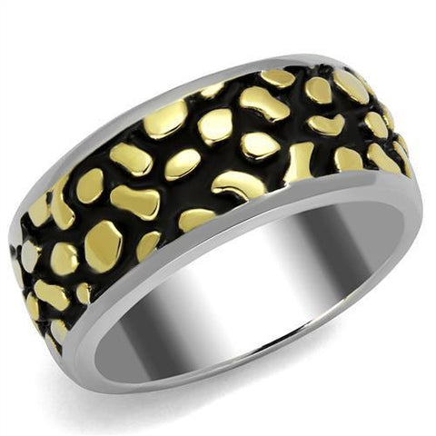 TK2238 - Stainless Steel Ring Two-Tone IP Gold (Ion Plating) Men Epoxy Jet