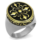 TK2241 - Stainless Steel Ring Two-Tone IP Gold (Ion Plating) Men Epoxy Jet