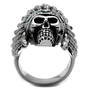 TK2245 - Stainless Steel Ring High polished (no plating) Men Top Grade Crystal Emerald