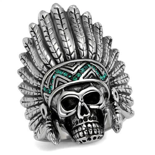 TK2245 - Stainless Steel Ring High polished (no plating) Men Top Grade Crystal Emerald