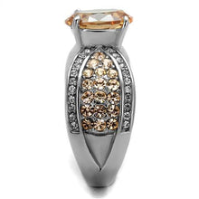 TK2249 - Stainless Steel Ring High polished (no plating) Women AAA Grade CZ Champagne
