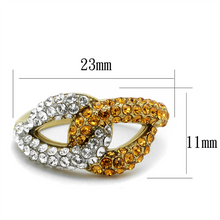 TK2251 - Stainless Steel Ring Two-Tone IP Gold (Ion Plating) Women Top Grade Crystal Topaz