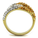 TK2251 - Stainless Steel Ring Two-Tone IP Gold (Ion Plating) Women Top Grade Crystal Topaz