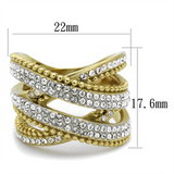 TK2252 - Stainless Steel Ring Two-Tone IP Gold (Ion Plating) Women Top Grade Crystal Clear
