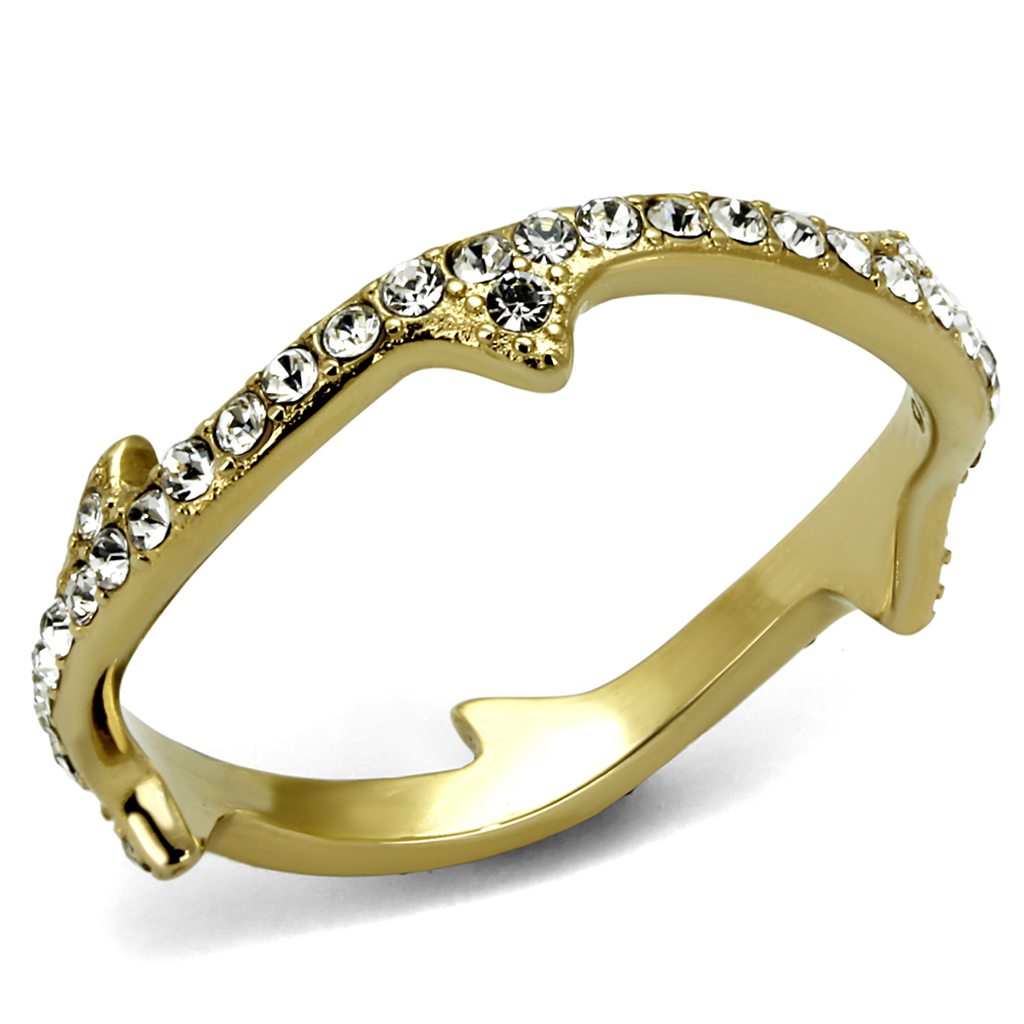 TK2255 - Stainless Steel Ring IP Gold(Ion Plating) Women Top Grade Crystal Clear