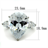 TK2256 - Stainless Steel Ring High polished (no plating) Women AAA Grade CZ Clear