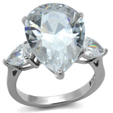 TK2256 - Stainless Steel Ring High polished (no plating) Women AAA Grade CZ Clear