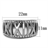 TK2257 - Stainless Steel Ring High polished (no plating) Women Top Grade Crystal Clear