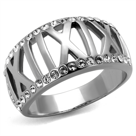 TK2257 - Stainless Steel Ring High polished (no plating) Women Top Grade Crystal Clear