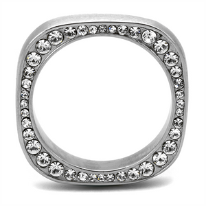 TK2261 - Stainless Steel Ring High polished (no plating) Women Top Grade Crystal Clear