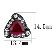 TK2272 - Stainless Steel Earrings IP Black(Ion Plating) Women AAA Grade CZ Ruby