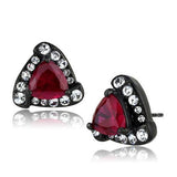 TK2272 - Stainless Steel Earrings IP Black(Ion Plating) Women AAA Grade CZ Ruby