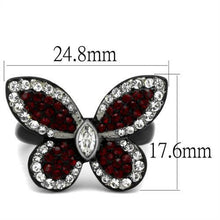 TK2273 - Stainless Steel Ring Two-Tone IP Black (Ion Plating) Women Top Grade Crystal Siam