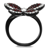 TK2273 - Stainless Steel Ring Two-Tone IP Black (Ion Plating) Women Top Grade Crystal Siam