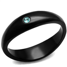 TK2274 - Stainless Steel Ring IP Black(Ion Plating) Women Top Grade Crystal Light Sapphire