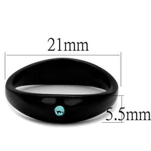 TK2274 - Stainless Steel Ring IP Black(Ion Plating) Women Top Grade Crystal Light Sapphire