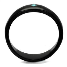 TK2274 - Stainless Steel Ring IP Black(Ion Plating) Women Top Grade Crystal Light Sapphire