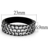 TK2277 - Stainless Steel Ring IP Black(Ion Plating) Women AAA Grade CZ Clear