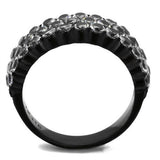 TK2277 - Stainless Steel Ring IP Black(Ion Plating) Women AAA Grade CZ Clear
