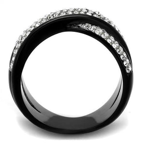 TK2278 - Stainless Steel Ring Two-Tone IP Black (Ion Plating) Women Top Grade Crystal Clear