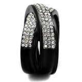 TK2278 - Stainless Steel Ring Two-Tone IP Black (Ion Plating) Women Top Grade Crystal Clear