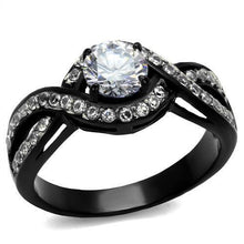TK2282 - Stainless Steel Ring Two-Tone IP Black (Ion Plating) Women AAA Grade CZ Clear