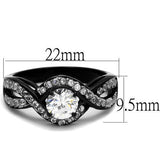 TK2282 - Stainless Steel Ring Two-Tone IP Black (Ion Plating) Women AAA Grade CZ Clear