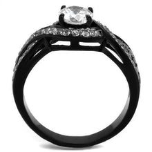 TK2282 - Stainless Steel Ring Two-Tone IP Black (Ion Plating) Women AAA Grade CZ Clear