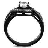 TK2282 - Stainless Steel Ring Two-Tone IP Black (Ion Plating) Women AAA Grade CZ Clear