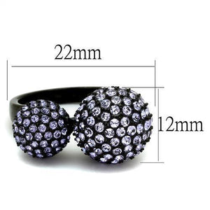 TK2285 - Stainless Steel Ring IP Black(Ion Plating) Women Top Grade Crystal Multi Color