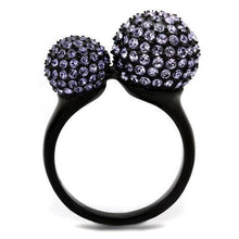 TK2285 - Stainless Steel Ring IP Black(Ion Plating) Women Top Grade Crystal Multi Color