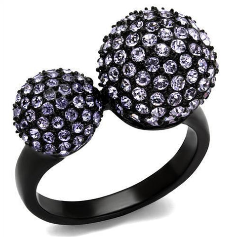 TK2285 - Stainless Steel Ring IP Black(Ion Plating) Women Top Grade Crystal Multi Color