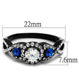 TK2286 - Stainless Steel Ring Two-Tone IP Black (Ion Plating) Women AAA Grade CZ Clear