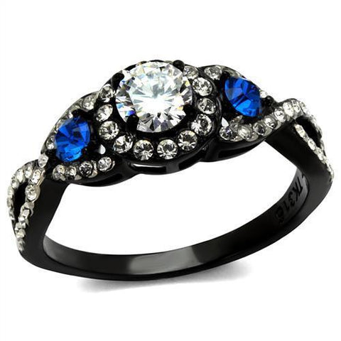 TK2286 - Stainless Steel Ring Two-Tone IP Black (Ion Plating) Women AAA Grade CZ Clear