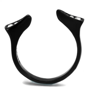 TK2287 - Stainless Steel Ring IP Black(Ion Plating) Women Top Grade Crystal Clear