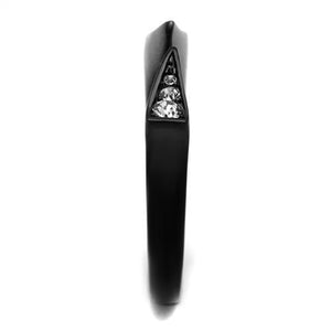TK2287 - Stainless Steel Ring IP Black(Ion Plating) Women Top Grade Crystal Clear