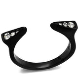TK2287 - Stainless Steel Ring IP Black(Ion Plating) Women Top Grade Crystal Clear