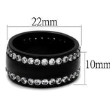 TK2290 - Stainless Steel Ring IP Black(Ion Plating) Women AAA Grade CZ Clear