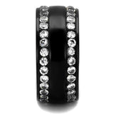 TK2290 - Stainless Steel Ring IP Black(Ion Plating) Women AAA Grade CZ Clear