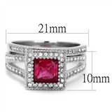 TK2293 - Stainless Steel Ring High polished (no plating) Women AAA Grade CZ Ruby