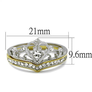 TK2294 - Stainless Steel Ring Two-Tone IP Gold (Ion Plating) Women Top Grade Crystal Clear