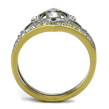 TK2294 - Stainless Steel Ring Two-Tone IP Gold (Ion Plating) Women Top Grade Crystal Clear