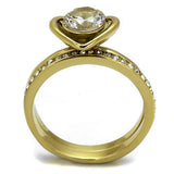 TK2295 - Stainless Steel Ring IP Gold(Ion Plating) Women AAA Grade CZ Clear