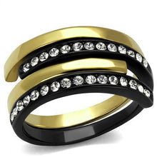 TK2298 - Stainless Steel Ring IP Gold+ IP Black (Ion Plating) Women Top Grade Crystal Clear
