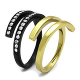 TK2298 - Stainless Steel Ring IP Gold+ IP Black (Ion Plating) Women Top Grade Crystal Clear