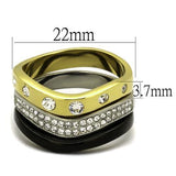 TK2299 - Stainless Steel Ring IP Gold+ IP Black (Ion Plating) Women Top Grade Crystal Clear