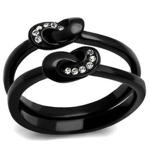 TK2300 - Stainless Steel Ring IP Black(Ion Plating) Women Top Grade Crystal Clear
