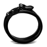 TK2300 - Stainless Steel Ring IP Black(Ion Plating) Women Top Grade Crystal Clear